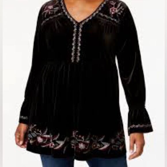 NWT Velvet Embroidered Peasant Tunic Top Folk Fairy Grunge Size iSmall - Picture 1 of 9